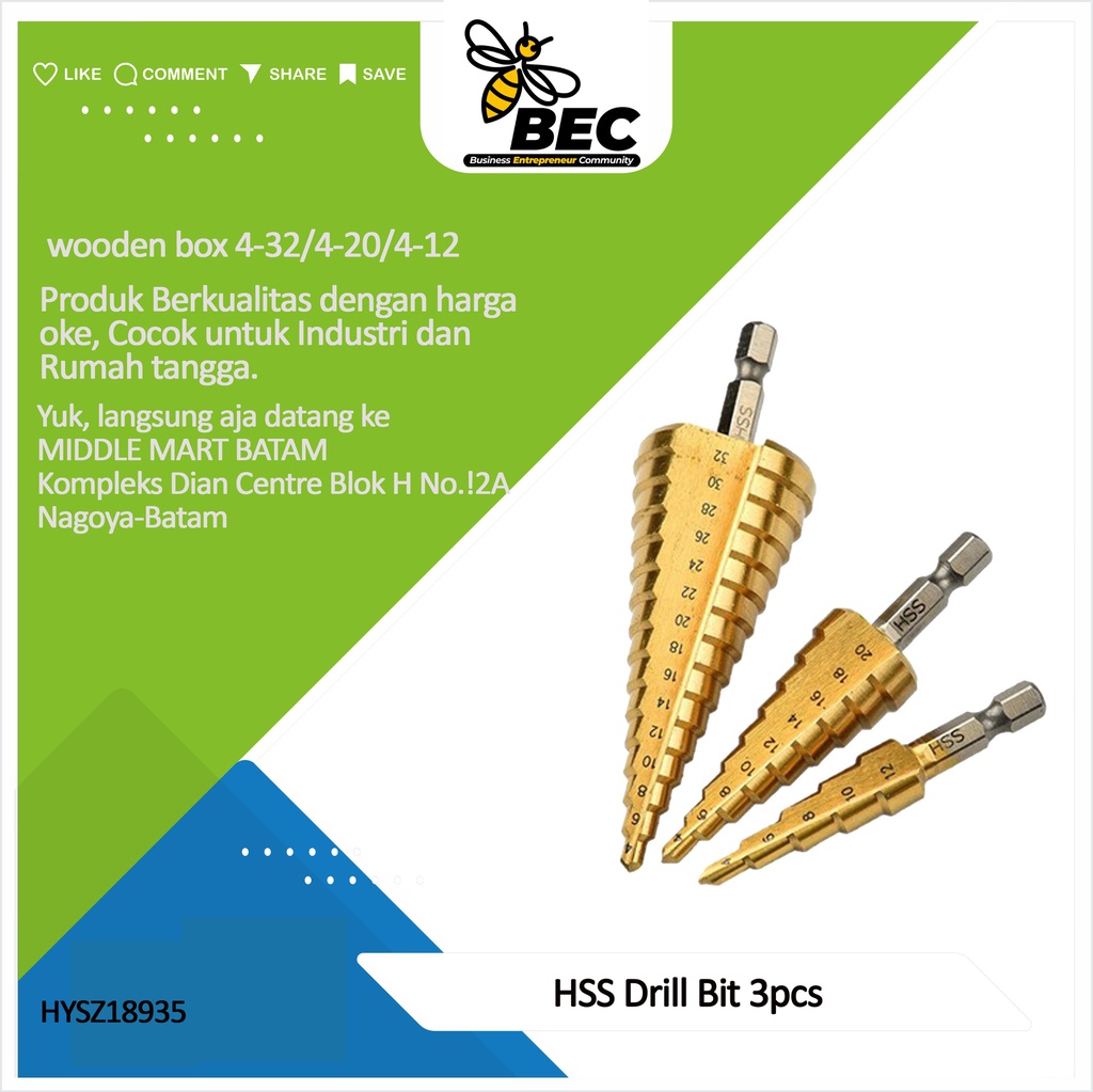 HSS Drill Bit 3pcs set with wooden box  4-32/4-20/4-12