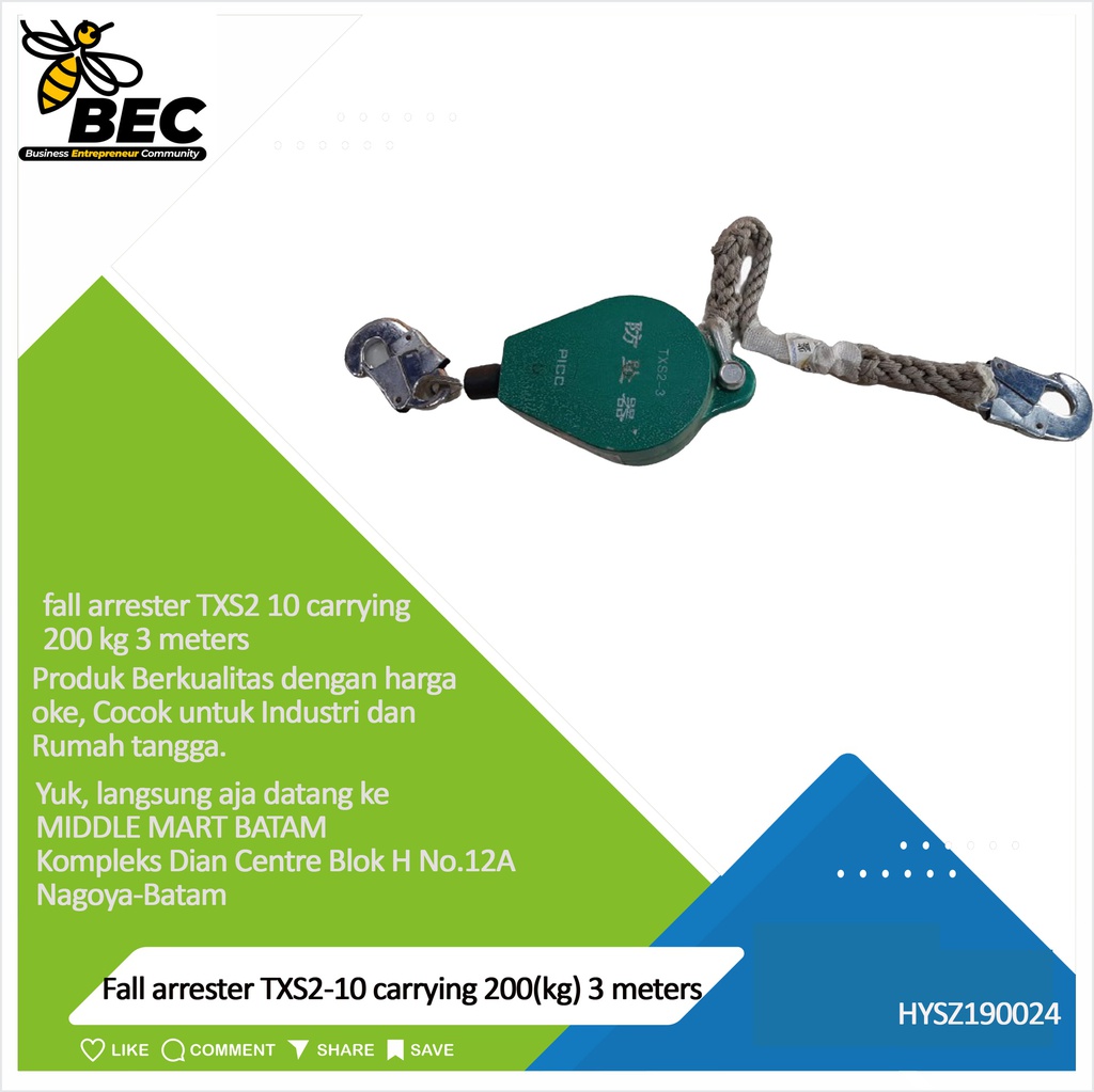 Fall arrester TXS2-10 carrying 200 (kg) 3 meters