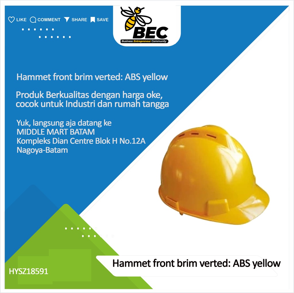 Helmet front brim vented:ABS yellow
