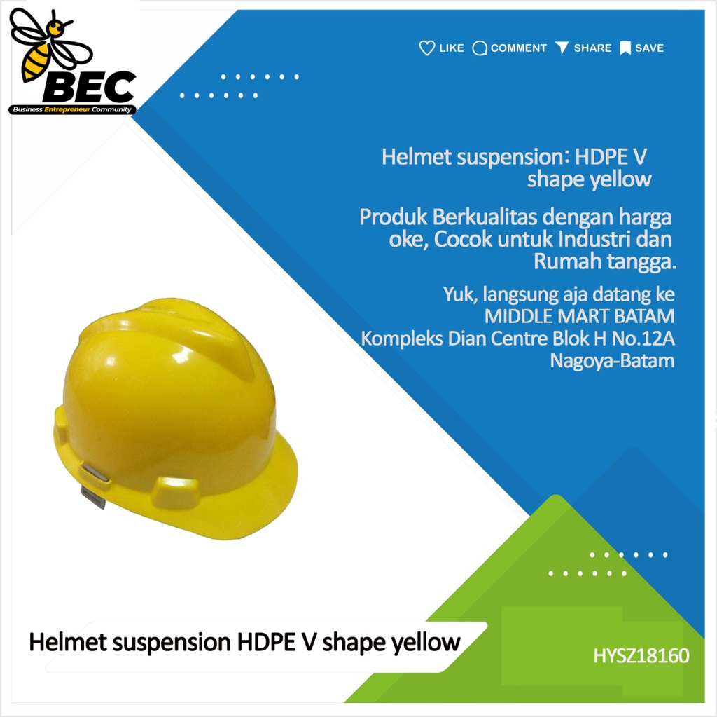 Helmet suspension:HDPE V shape yellow