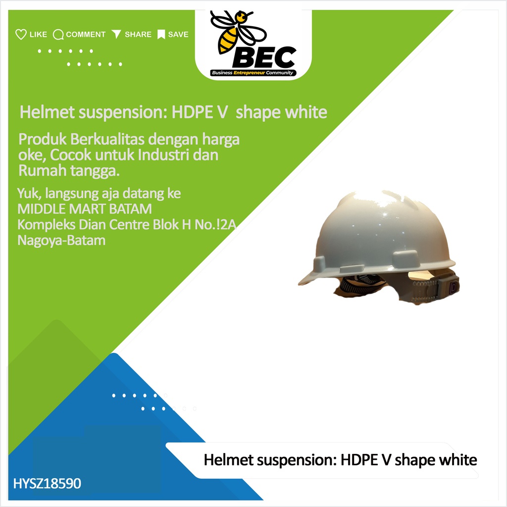 Helmet suspension:HDPE V shape white