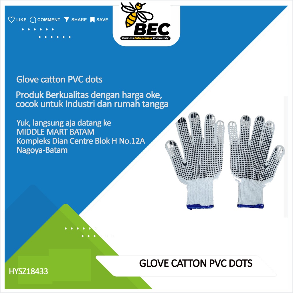 Glove cotton PVC dots