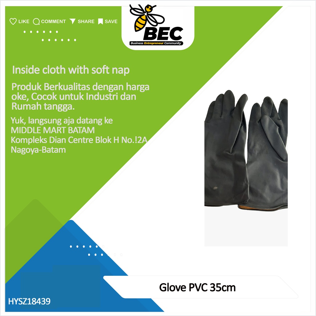 Glove PVC 35cm Inside cloth with soft nap