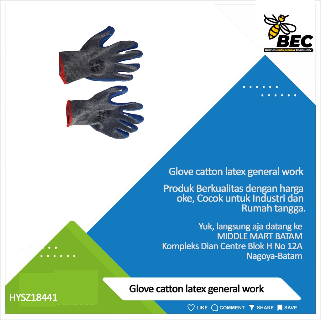 Glove cotton latex general work