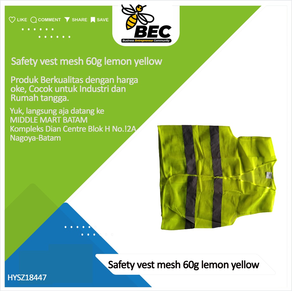 Safety vest mesh 60g  lemon yellow