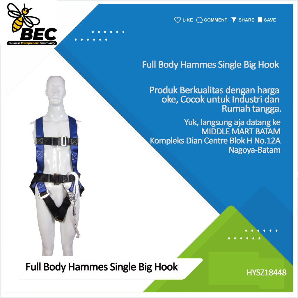 Full Body Harness Single Big Hook (Blue)