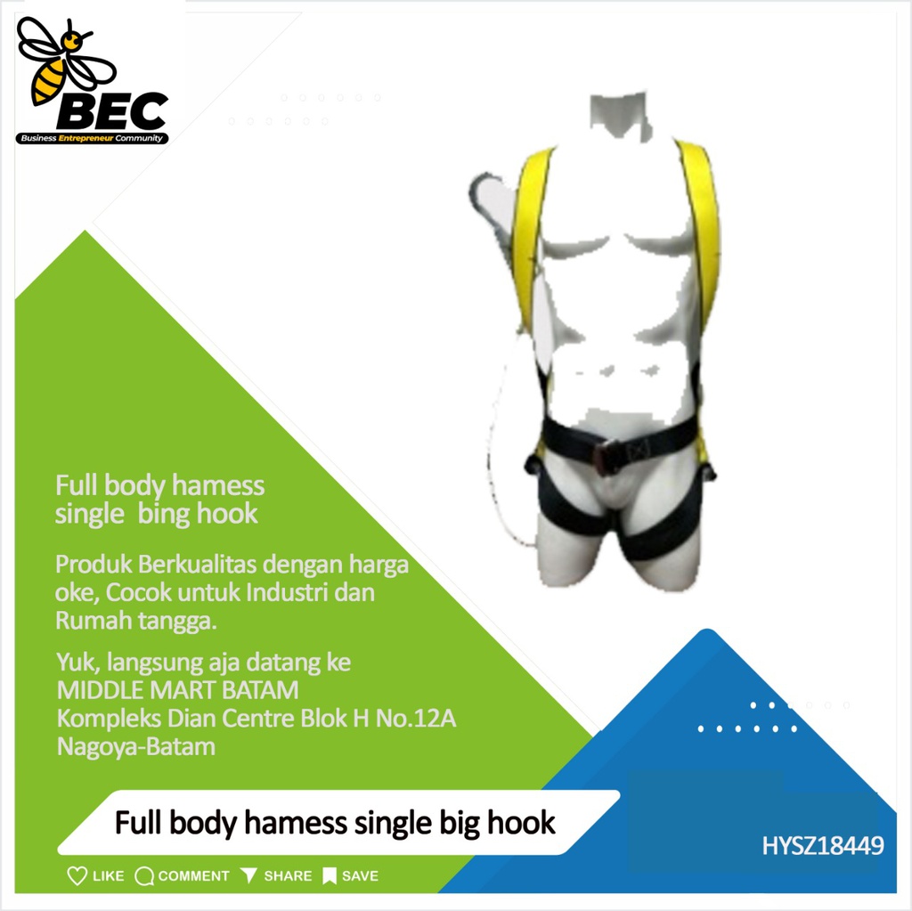 Full Body Harness Single Big Hook (Yellow)