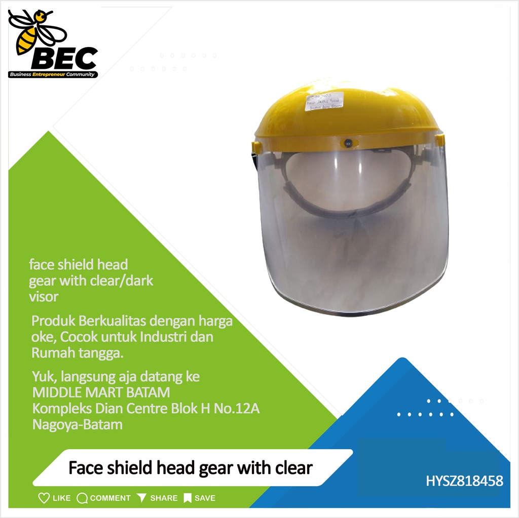 Face shield head gear with clear/dark visor