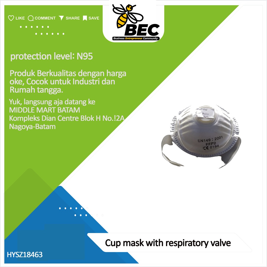 Cup mask  with respiratory valve Protection level: N95