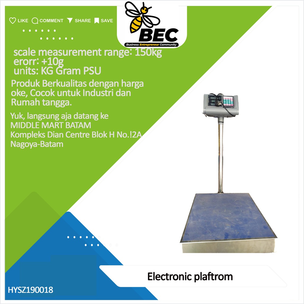 Electronic platform scale Measurement range :150kg error:±10g units:KG Gram PSU