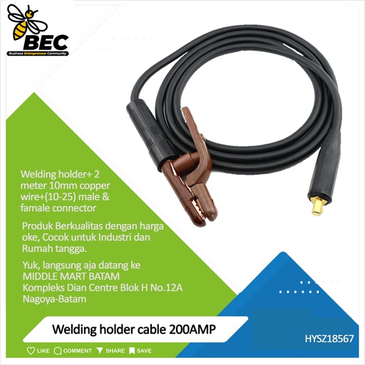 [HYSZ18567] welding holder cable 200AMP
welding holder+2meter 10mm copper wire+(10-25)male &amp; famale connector