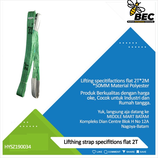 [HYSZ190034] Lifting strap Specifications Flat 2T*2M*50MM Material Polyester 