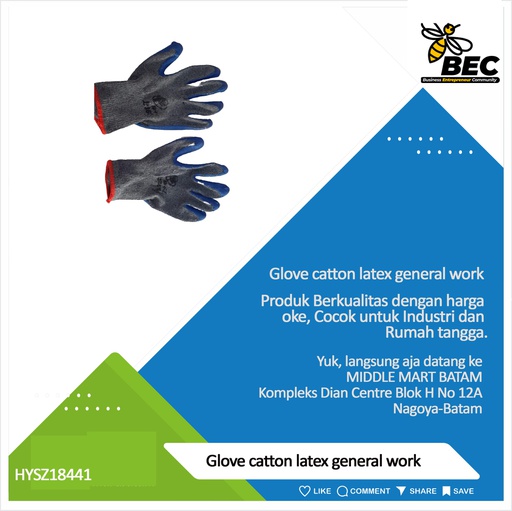[HYSZ18441] Glove cotton latex general work