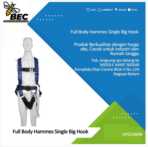 [HYSZ18448] Full Body Harness Single Big Hook (Blue)