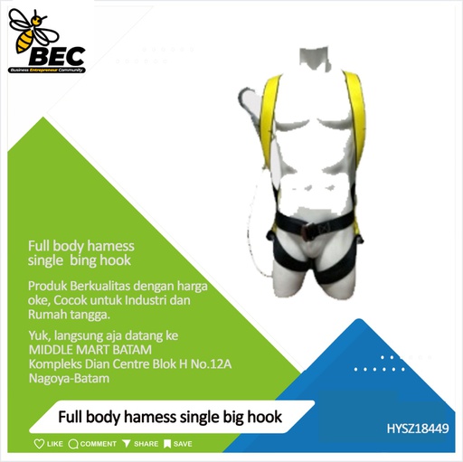 [HYSZ18449] Full Body Harness Single Big Hook (Yellow)