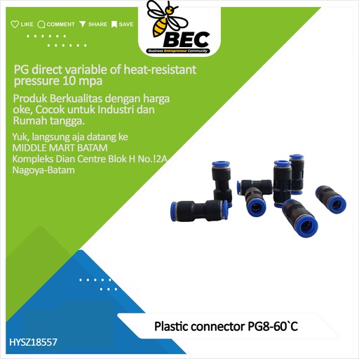 [HYSZ18557] Plastic connector  PG direct variable diameter PG8-6 60 ℃ of heat-resistant pressure 10 mpa