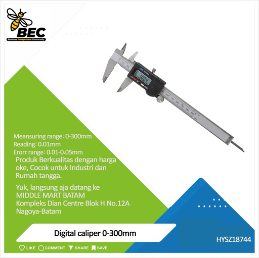 [HYSZ18744] Digital caliper Meaasuring range:0-300mm Reading:0.01mm Error range:±0.01-0.05mm