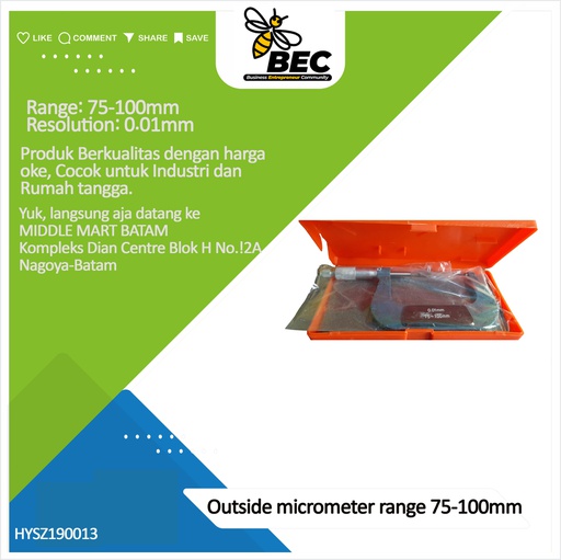 [HYSZ190013] Outside micrometer Range:75-100mm Resolution: 0.01mm